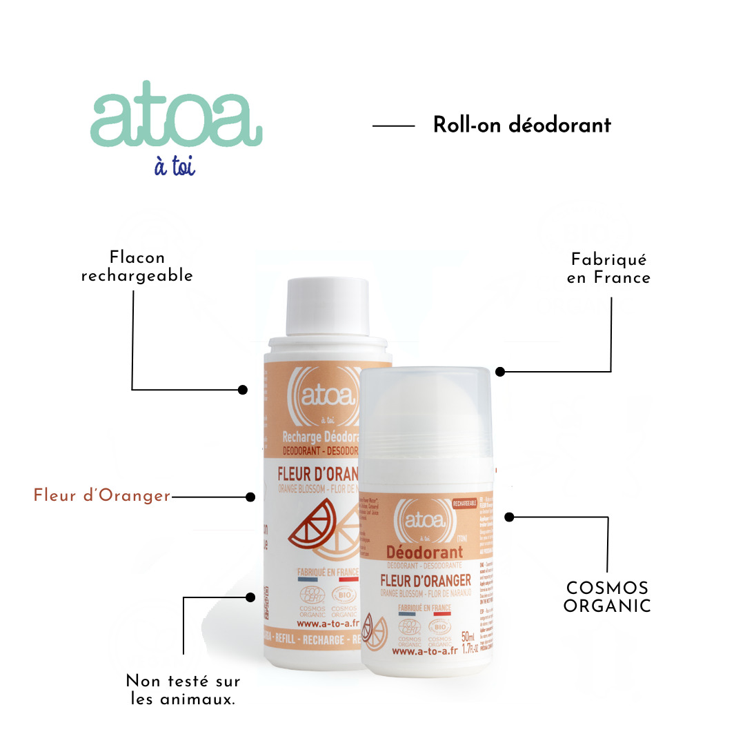 Atoa-Déodorant bio rechargeable à la fleur d'oranger déodorant rechargeable fleur d'oranger