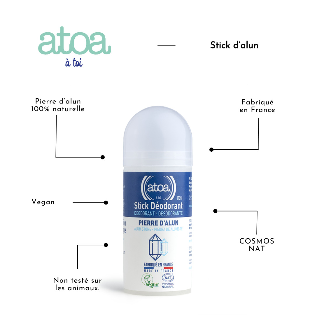 Atoa-Stick déodorant alun naturel pierre d'alun étui souple